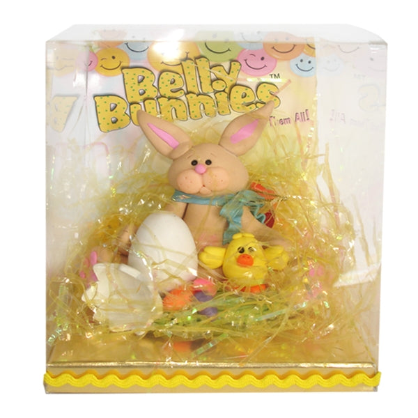 Tan Belly Bunny w/Chick & Egg Figurine in Cutom Gift Box