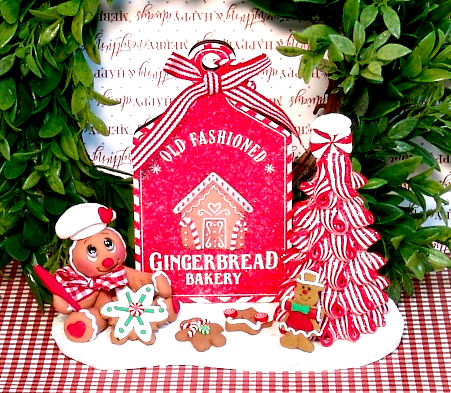Gingerbread Bakery with Gingy Baking Cookies HANDMADE POLYMER CLAY Figurine