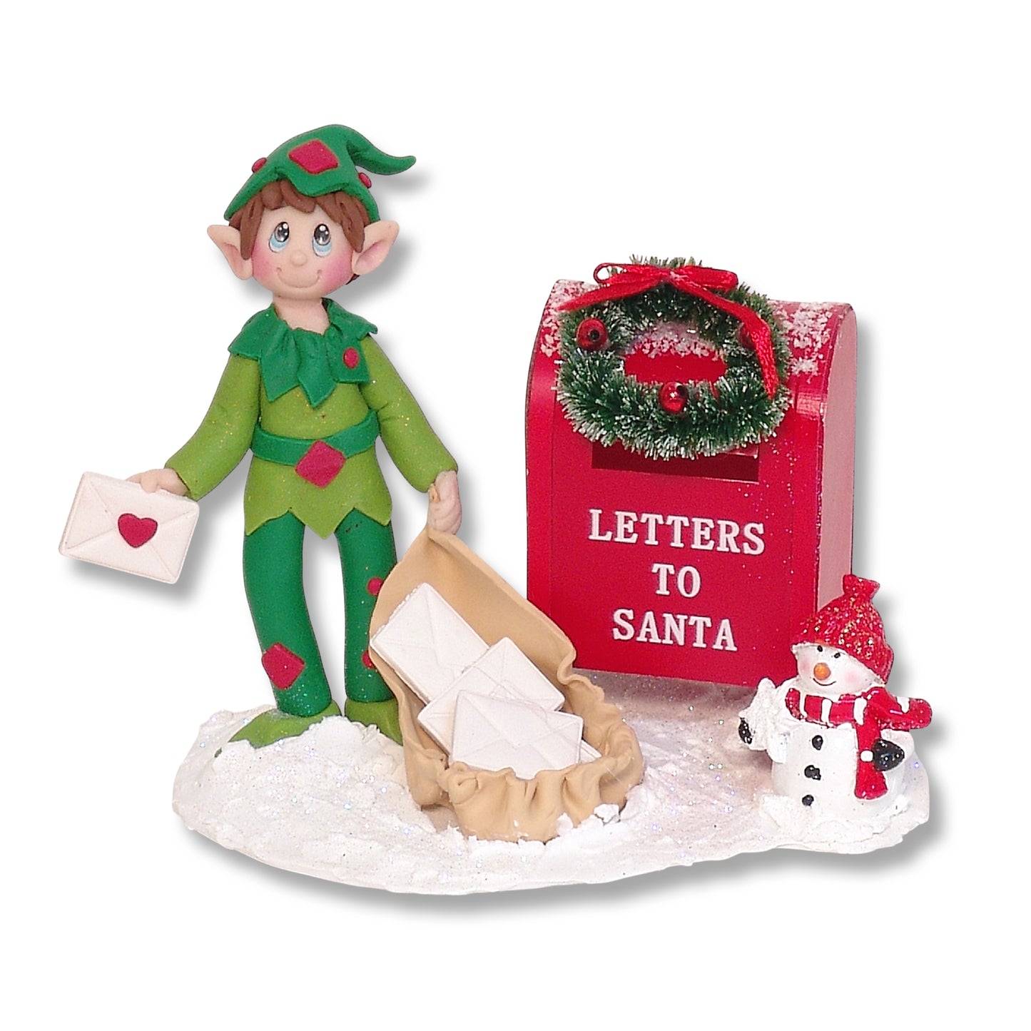 Elliot the Elf with Mailbox and Snowman Figurine - 2