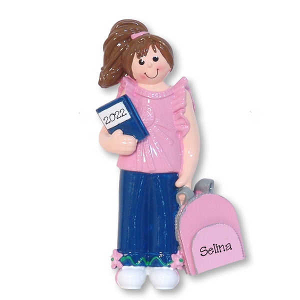 Back To School Girl - Personalized Christmas Ornament - RESIN