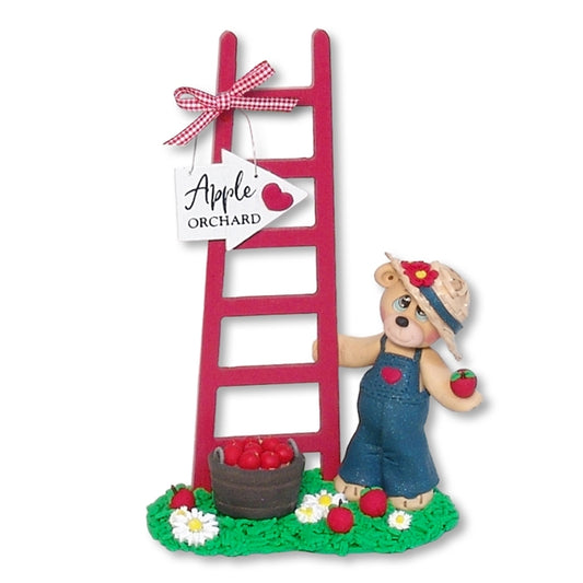 "Andy's Apple Orchard" Handmade Bear with Wooden Ladder