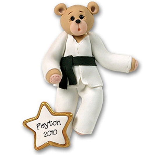Karate Belly Bear Personalized Christmas Ornaments