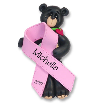 Black Bear Breast Cancer MEMORIAL - Survivor Pink Ribbon Ornament