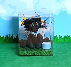 Solid Black Kitty Cat Handmade Ornament