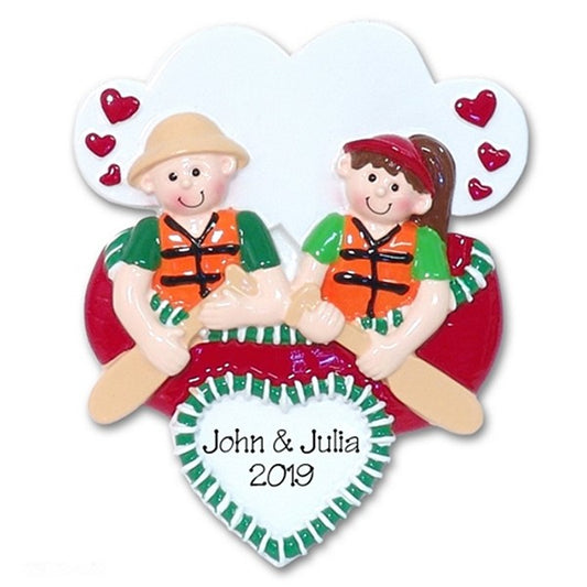 Couple in Canoe Personalized Canoeing CHRISTMAS Ornament - RESIN