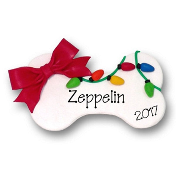 Dog Bone w/Christmas Lights<br>Personalized Dog Ornament-Limited Edition