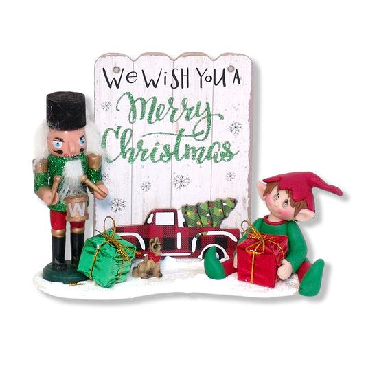 Elliot the Elf with Nutcracker & Plaque