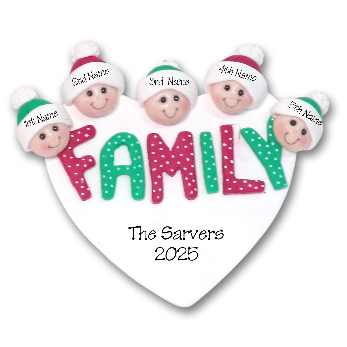 FAMILY - Family of 5 Handmade Ornament  - 2