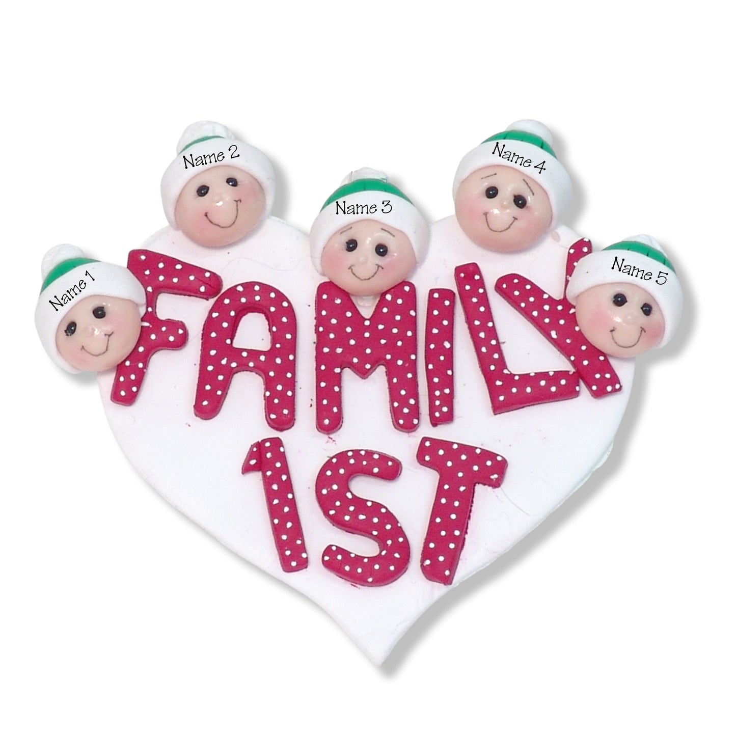 Family First - Family of 5 Handmade Ornament - 2