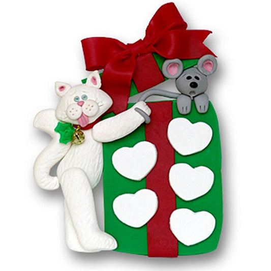 Cat w/Gift Box & 5 Hearts