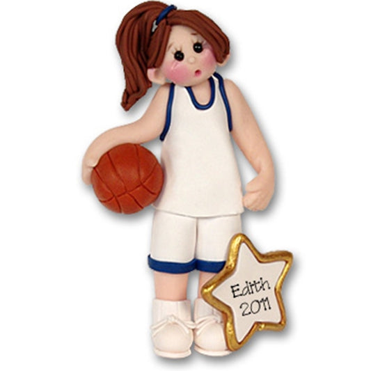 Girl Basketball Player-Female Handmade Polymer Clay Ornament  in Custom Gift Box