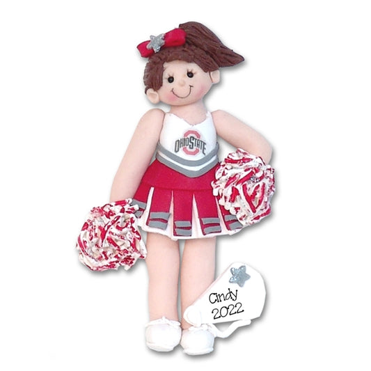 Ohio State Cheerleader Handmade Polymer Clay Personalized Ornament