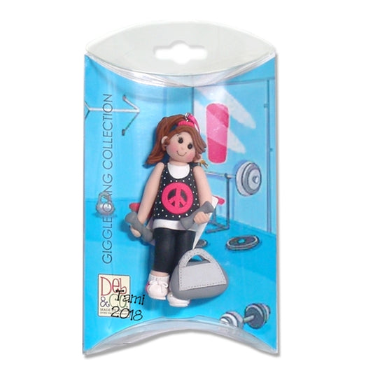 At the Gym Work Out Girl - Brunette - Personalized Ornament in Custom Gift Box