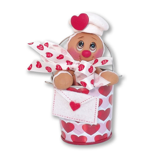 Valentine Gingy Gingerbread Figurine in Valentine Bucket