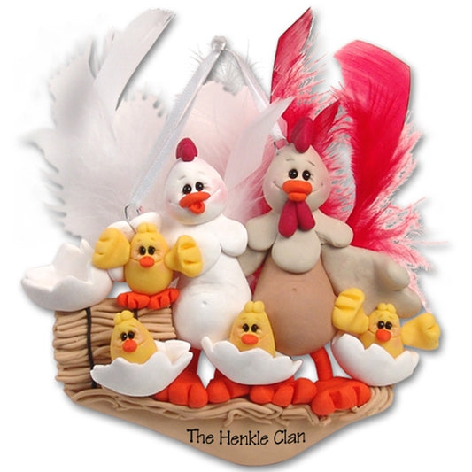 Half Baked Hen Family of 6 Family Ornament - Limited Edition