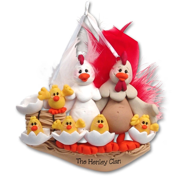 Half Baked Hen Family of 7 Family Ornament - Limited Edition