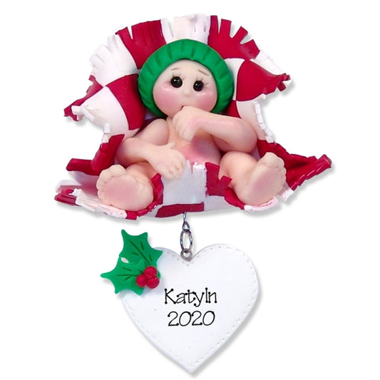 Baby in Red Blanket Personalized Baby Ornament - Limited Edition