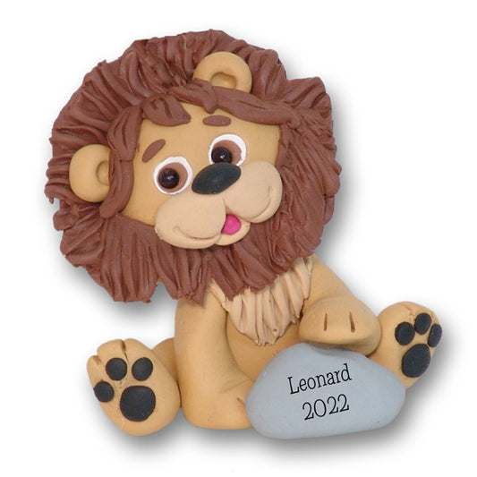 Lion HANDMADE Polymer Clay Personalized Christmas Ornament