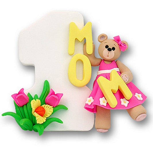 #1 Mom w/Belly Bear Girl<br>Personalized Ornament