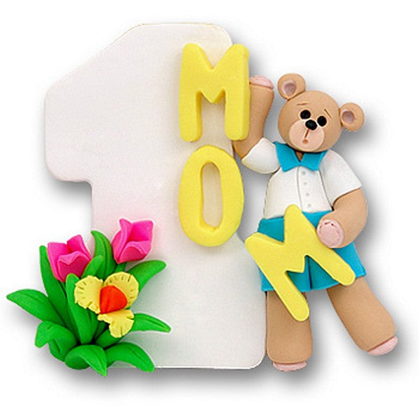 #1 Mom w/Belly Bear Boy<br>Personalized Ornament