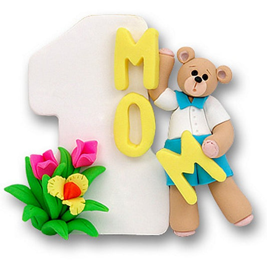 #1 Mom w/Belly Bear Boy<br>Personalized Ornament