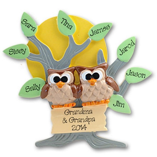 Owl Family of 10<br>Family Grandparents Ornament