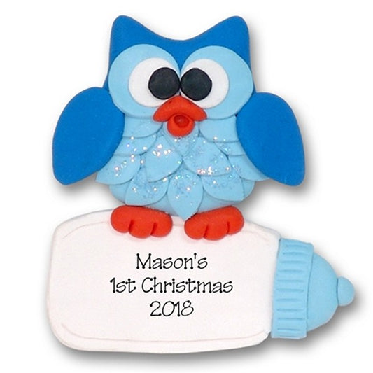 Owl w/ Baby Bottle 1st Christmas Ornament  Limited Edition