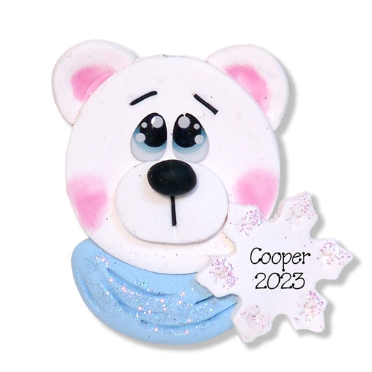 Polar Bear Face Handmade Personalized Ornament