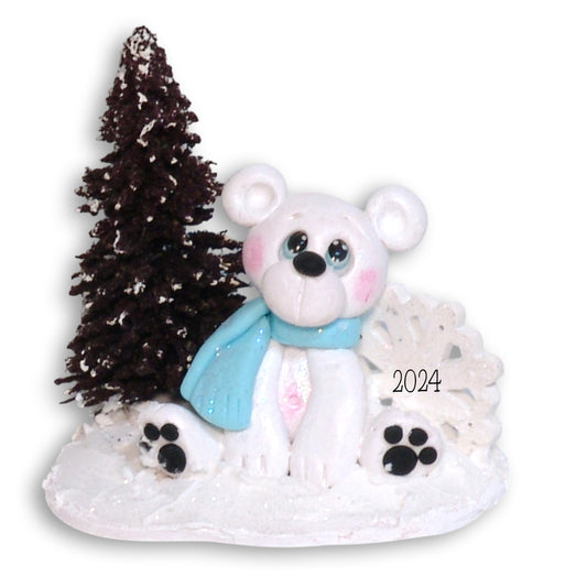 Polar Bear with Winter Tree Figurine