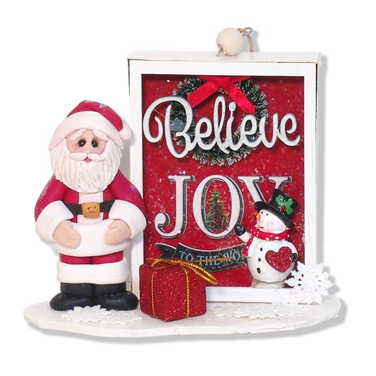Santa with Sign Christmas Figurine