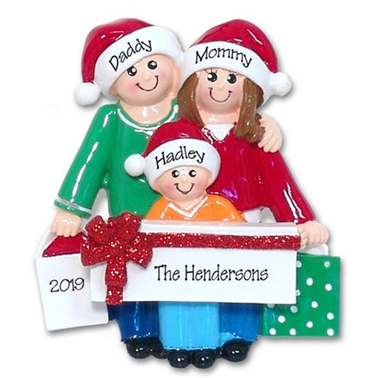 Shopping Family of 3 Personalized Family Ornament