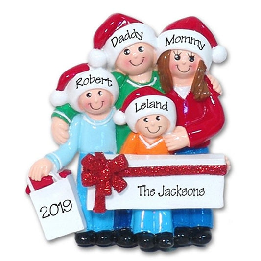 Shopping Family of 4 Personalized Family Ornament - Wholesale