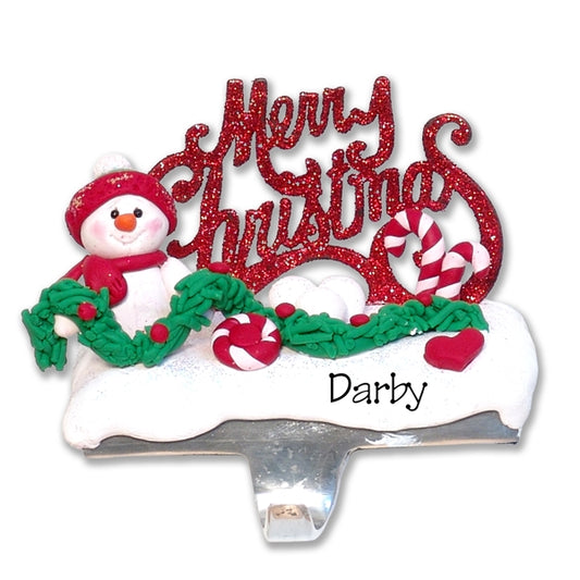 Snowman Stocking Holder Handmade Polymer Clay