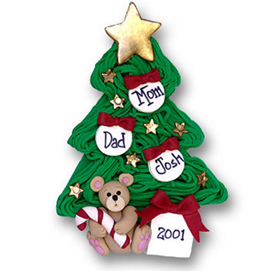 Christmas Tree w/3 Ornaments<br>Personalized Family Ornament