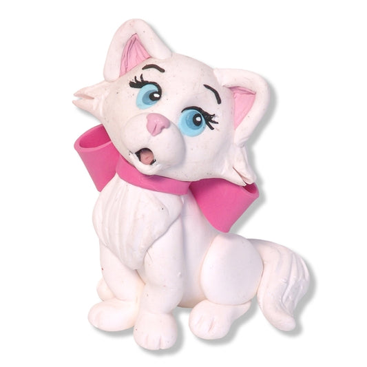 "Princess" Handmade Polymer Clay White Kitty Cat Figurine