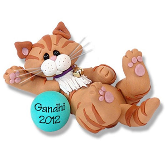 "Gandhi" Orange Tabby Kitty Cat Personalized Christmas Ornament