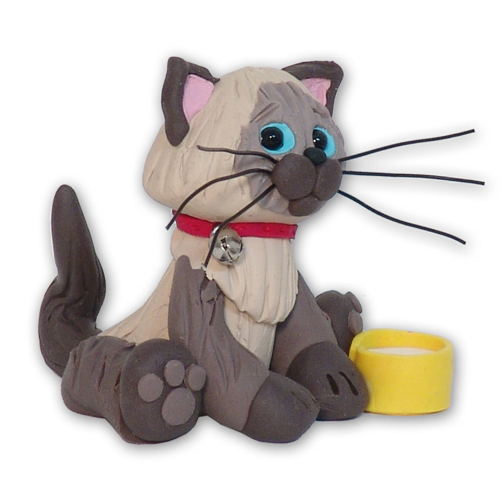 Siamese / Himalayan KITTY CAT HANDMADE Polymer Clay Personalized Christmas Ornament - Limited Edition