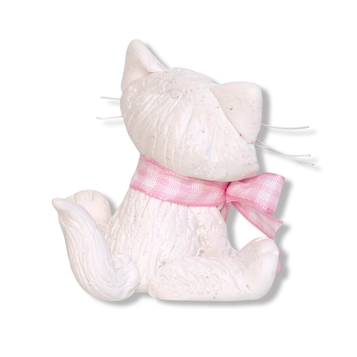 White Kitty Cat with Gingham Bow