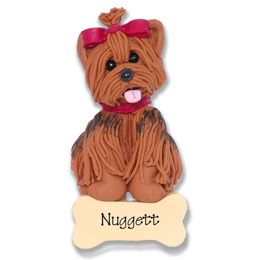 YORKIE - Puppy Dog / Handmade Polymer Clay Christmas Ornament